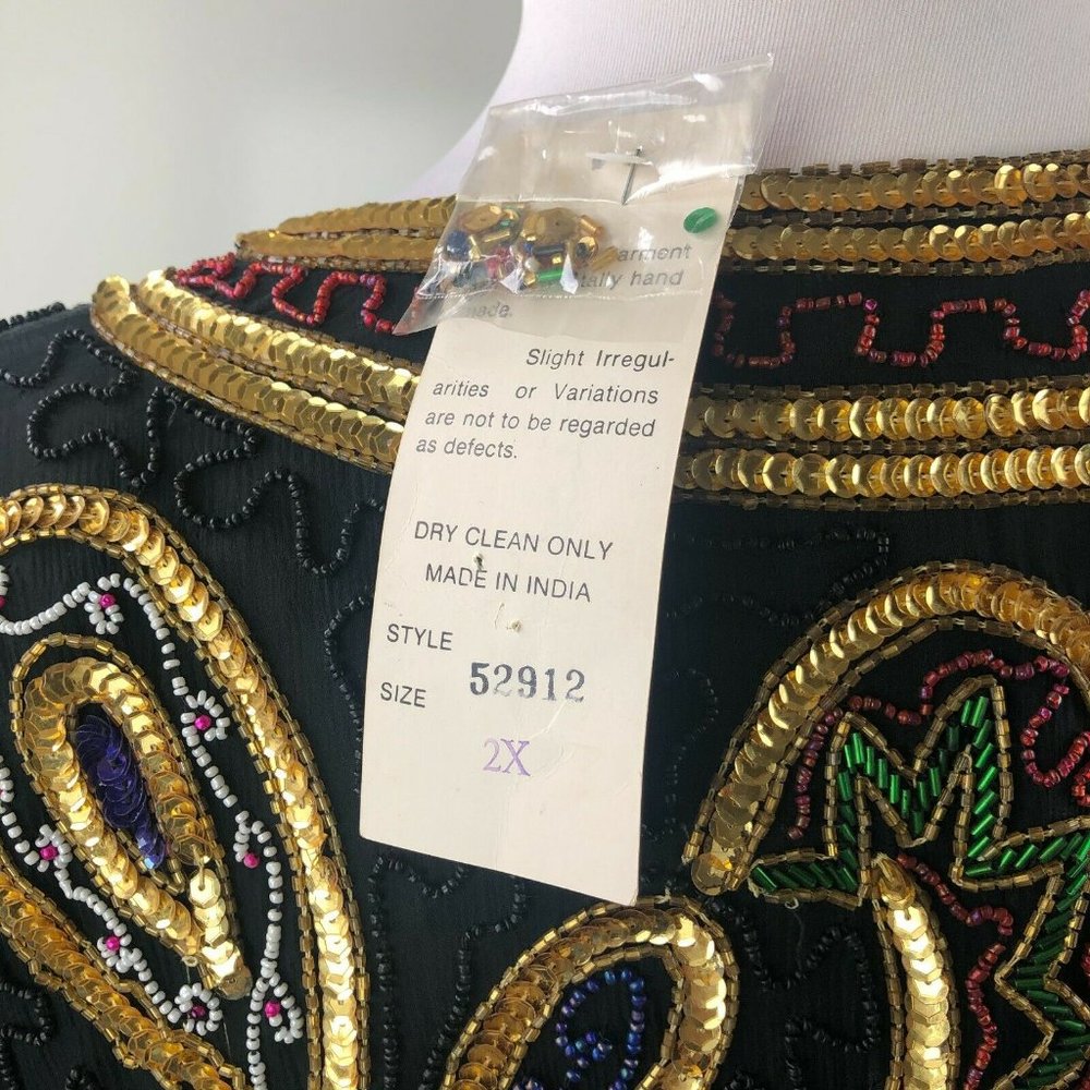 Vintage Laurence Kazar Silk Beaded Sequin Evening - Picture 4 of 9